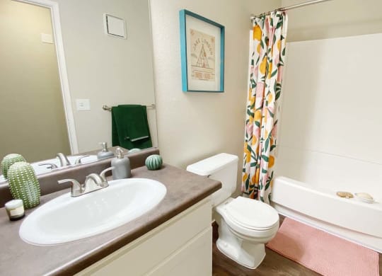 a bathroom with a sink toilet and bathtub