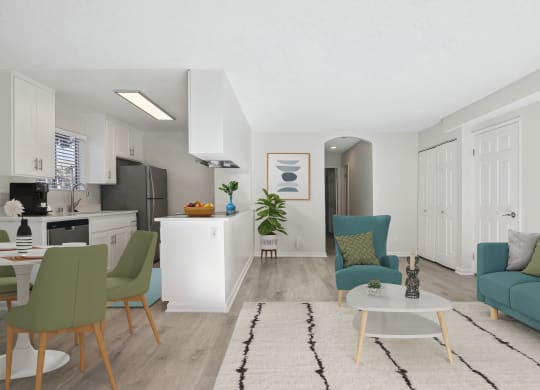 Waterleaf Apartment living and kitchen