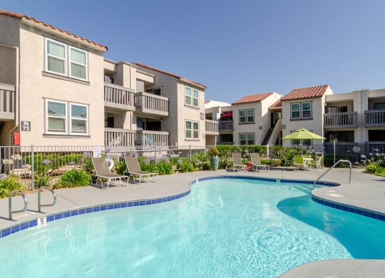 our apartments have a large swimming pool in front of our buildings at Aspire Corona, Corona, 92882