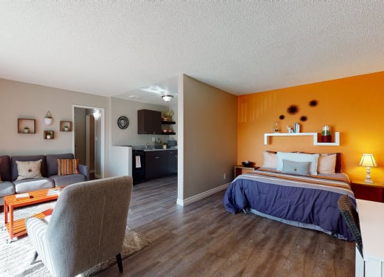 Living Room and Kitchen at Las Brisas Apartments, Colton, California