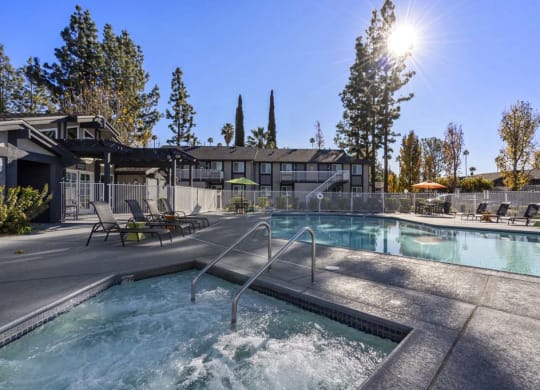 our apartments offer a swimming pool at Aspire Redlands, Redlands California