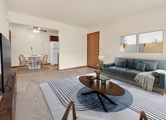 Living Area With Dining at Windsor Crest Apartments, Iowa, 52807
