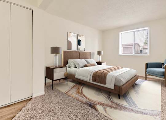 Comfortable Bedroom at Indian Ridge Apartments, Davenport, IA, 52807