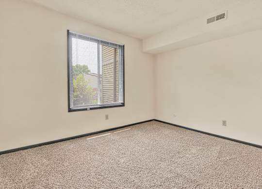 A room with a window and carpeted floor. at Indian Ridge Apartments, Iowa