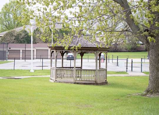 A wooden gazebo at Indian Ridge Apartments, Davenport, 52807