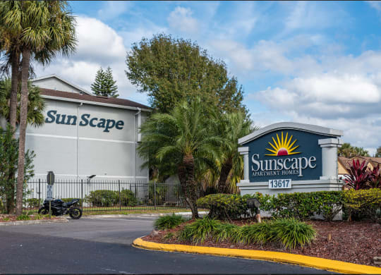 front of property at Sunscape Apartment Homes, Tampa, Florida