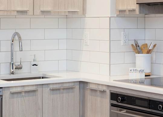 Kitchen with a Sink at The Grove Apartments, Astoria, New York