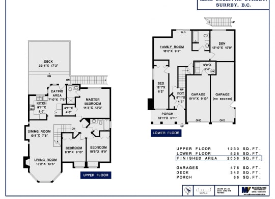 a floor plan of two different floors of a house