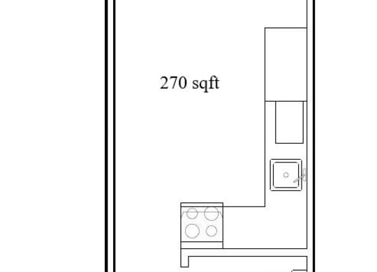 an illustration of a bathroom door with a refrigerator and a sink