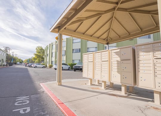 a building with mailboxes on the side of a street at Regency Park, Nevada, 89509