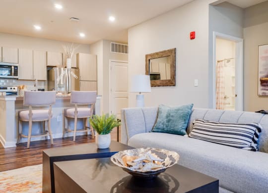 Living Area With Kitchen at Watermark at Urban Blu, Panama City Beach, Florida