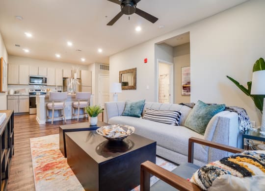 Living Area With Kitchen View at Watermark at Urban Blu, Panama City Beach, 32407
