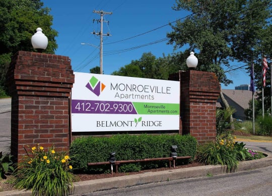 a sign at the entrance of monroeville apartments at Monroeville Apartments, Pennslyvania