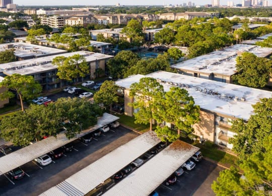 Aerial Exterior View at Park at Voss Apartments, The Barvin Group, Houston, Texas