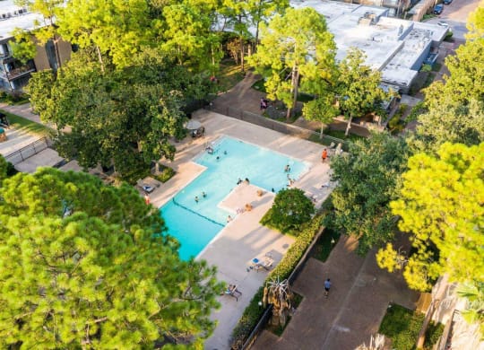 Aerial View Of Pool at Park at Voss Apartments, The Barvin Group, Houston, 77057