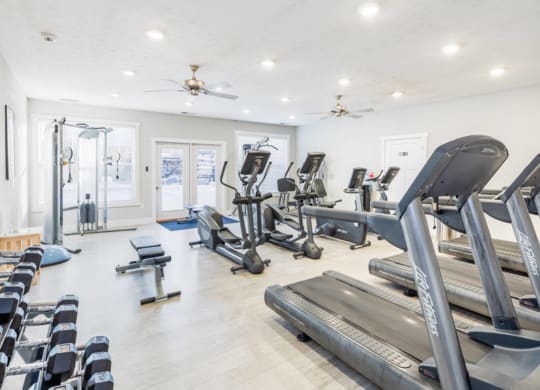 the gym has cardio equipment and treadmills in it