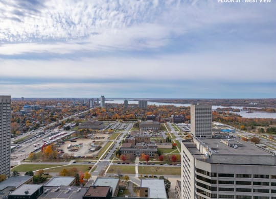 a view of the city from the top of a skyscraper