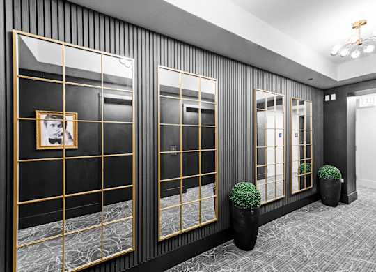 Renovated hallways corridors near elevators and apartments at Chateau on Wells, Chicago