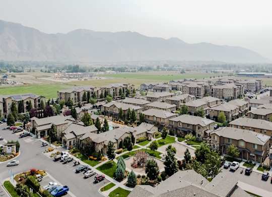Drone View of Four Seasons Logan Apartments and Townhomes