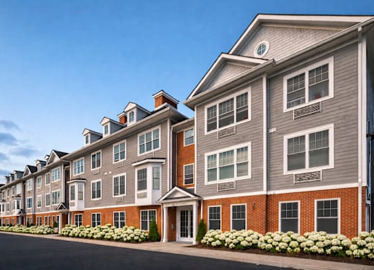 Exterior view of The Rail at North Bergen luxury apartment residences
