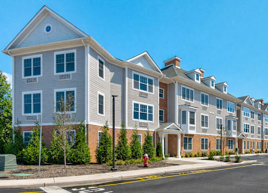 Street view of The Rail at North Bergen luxury apartment building exterior
