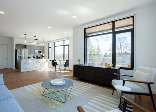 Living Room With Kitchen at The Rail at Red Bank, Red Bank, 07701