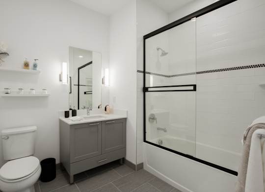 Bathroom With Bathtub at The Rail at Red Bank, New Jersey