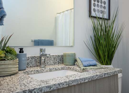 Modern bathroom at NOVI in Concord, NC.