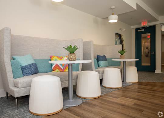 Modern lounge at NOVI in Concord, NC.