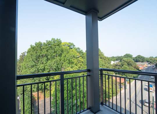 Balcony at Novi Flats overlooking downtown Concord, NC