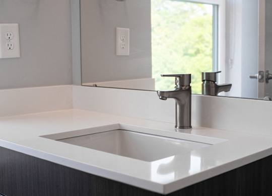 Quartz vanity tops at Novi Flats in downtown Concord, NC