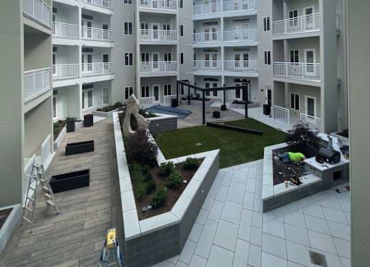 Novi Rise apartments overlooking the community's courtyard