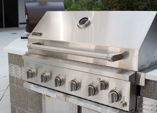 Detail of the grills at Novi Rise's coutyard