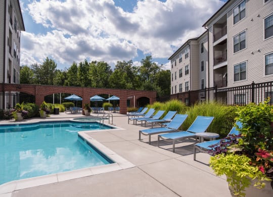 Pool Side Relaxing Area With Sundeck at The Cosmopolitan at Lorton Station, Virginia, 22079