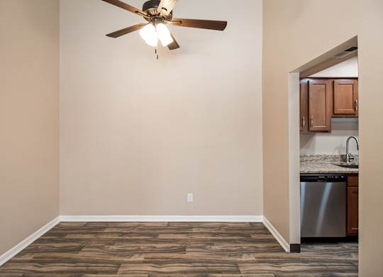 an apartment with a dining room