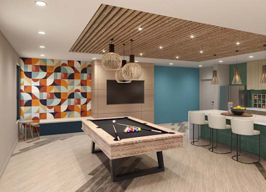 Resident lounge with a pool tabele
