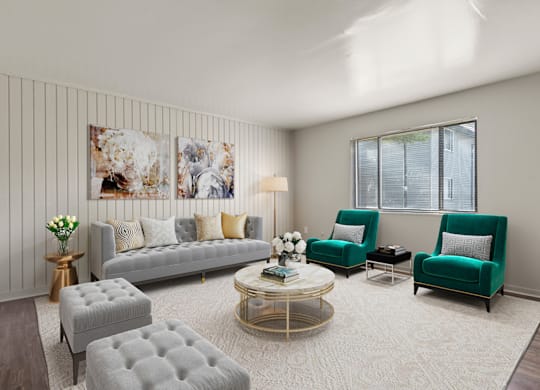 Spacious living room at Commons At Waters Edge, Columbus, 43232