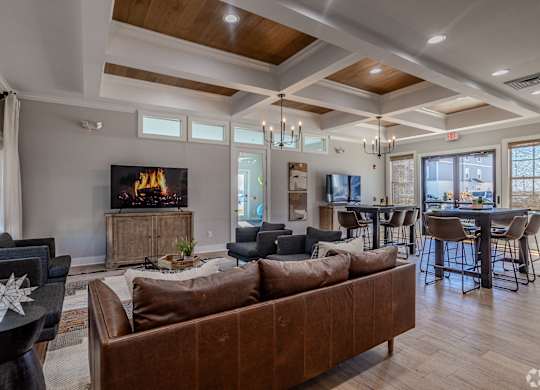 Clubroom With Fireplace at The Residences at Akita Lane, Canal Winchester