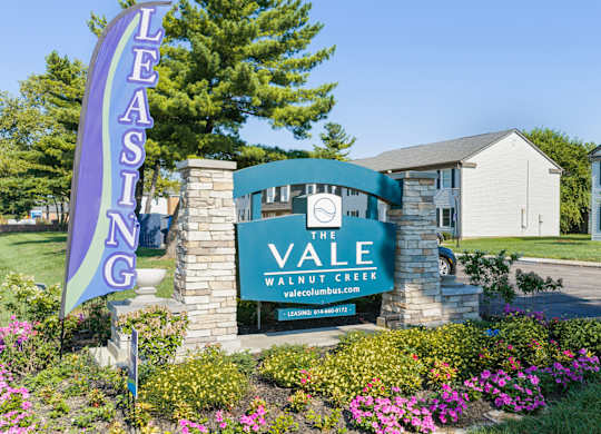 A sign for The Vale at Walnut Creek leasing office.