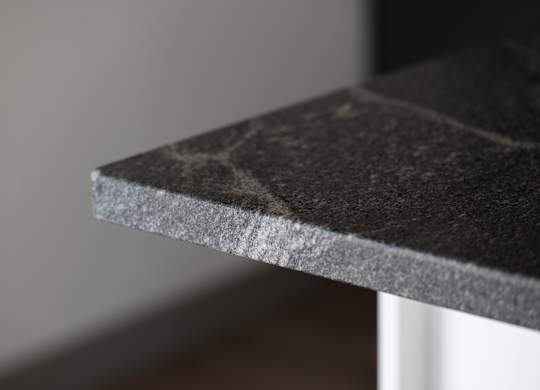 A close up of a black granite countertop at The Park Apartments, Cleveland , OH