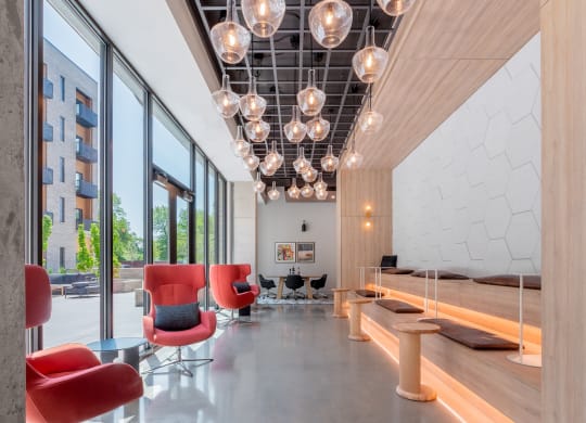 Co-working area at TREO Apartments in Tremont Ohio