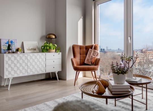 Sitting area at TREO Apartments, Cleveland