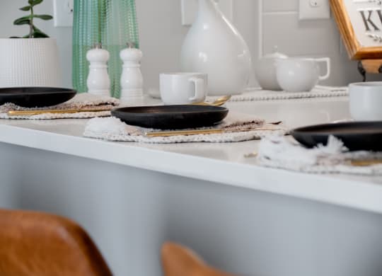 Kitchen bar at TREO Apartments, Cleveland, OH, 44116