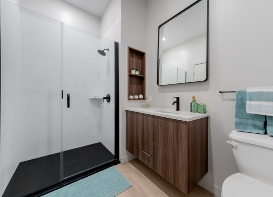 Bathroom at TREO Apartments, Cleveland, Ohio