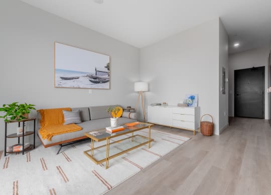 Studio living/bedroom at TREO apartments, Cleveland 44116