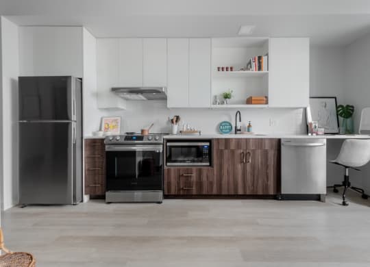Kitchen at TREO apartments, Cleveland 44116