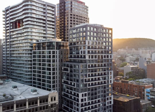 a view of the city from the roof of a building