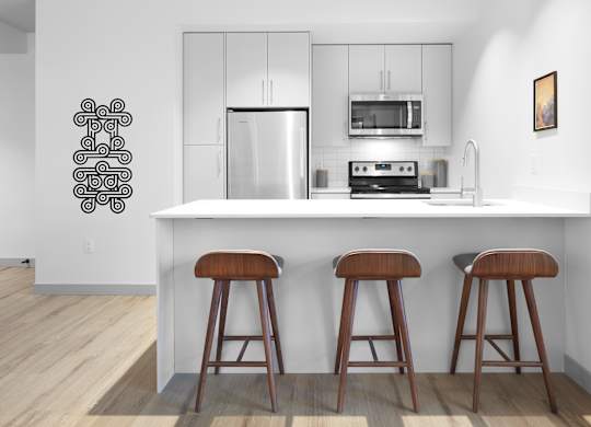 wide shot of kitchen.at Raymond Block, Edmonton, AB