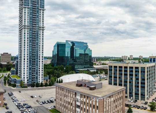 a cityscape of a city with tall buildings and cars