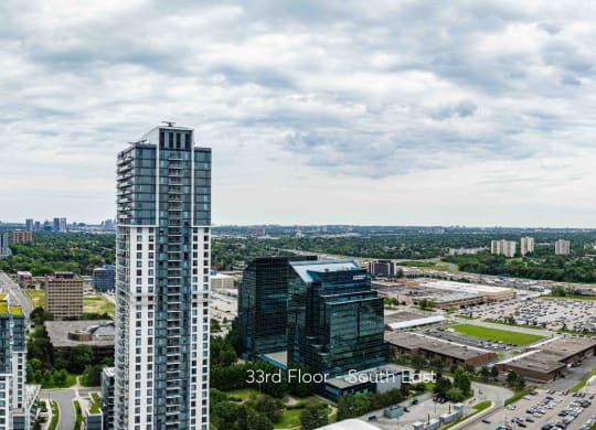 a view of the city from a skyscraper